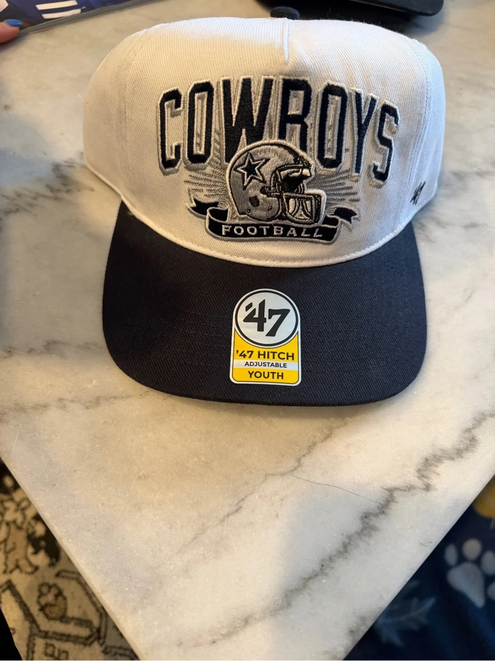 47 Youth Cowboys Two-Tone White and Navy Snapback Hat